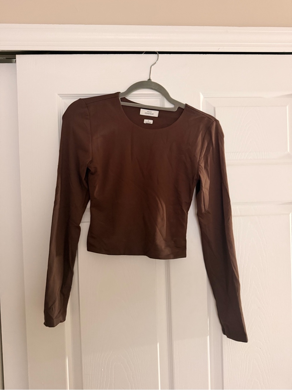 Aritzia Contour Crew Brown Crop Long Sleeve